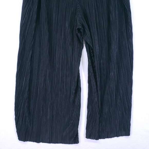 H & M Black Pleated Folds Satin Lightweight Relaxed Wide Leg Pants Size L - Picture 8 of 14